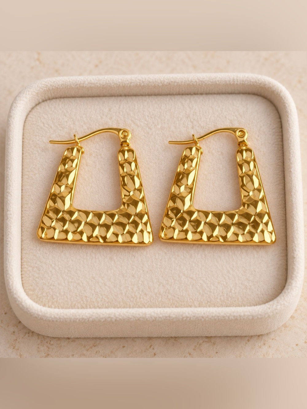 Textured Geometric Earrings in Gold  New! 316L steel